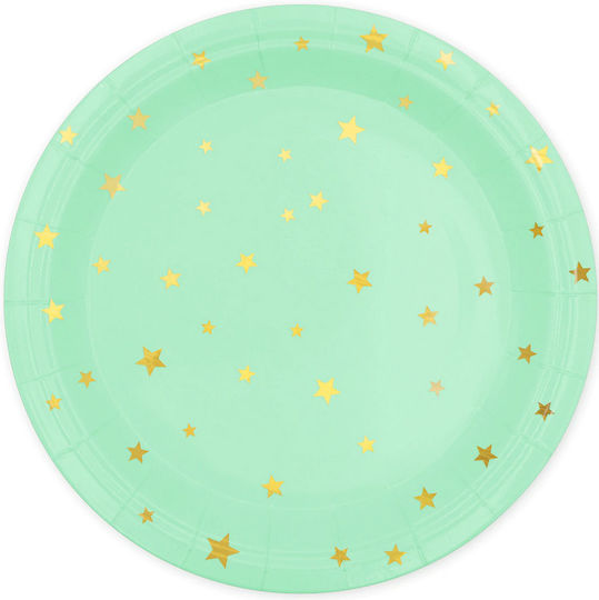 Grüne Teller Goldene Sterne Party 23cm 6 Stücke