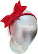 Elegant Red Fascinator Headpiece Headband Bow 1920s Veil