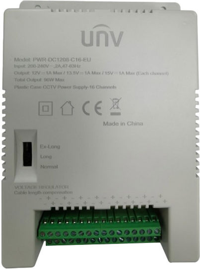 Uniview Τροφοδοτικό Συστημάτων CCTV PWR-DC1208-C16-EU