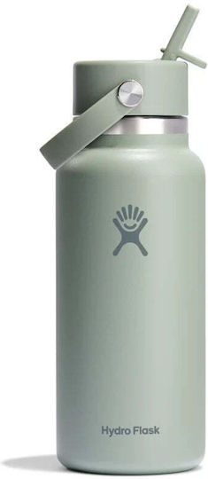 Hydro Flask Wide Flex Cap Thermos Bottle 946ml Trillium with Straw