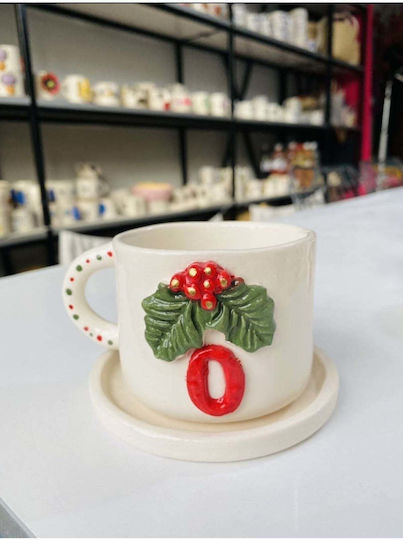 SteweHome Christmas Ceramic Red Cup 135ml
