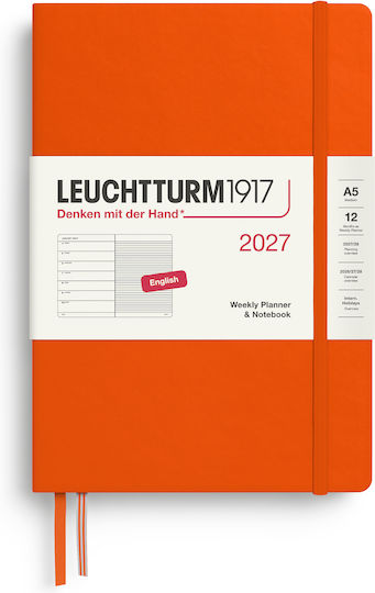 Leuchtturm1917 Ημερολόγιο 2027 Εβδομάδα & Σημειωματάριο Στα Αγγλικά A5 – Pumpkin