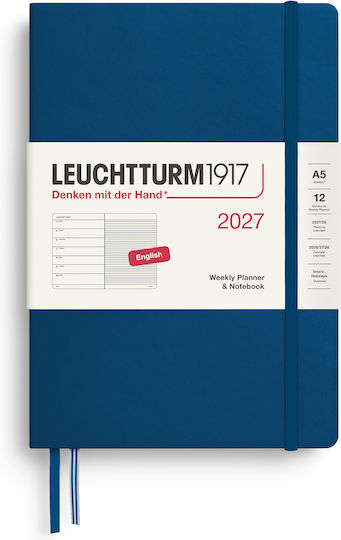 Leuchtturm1917 Ημερολόγιο 2027 Εβδομάδα & Σημειωματάριο Στα Αγγλικά A5 – Indigo