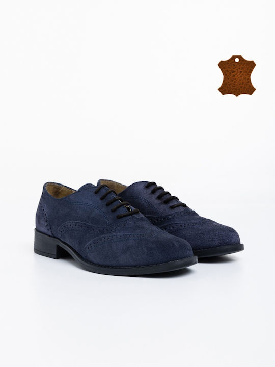 Suede Γυναικεία Oxfords σε Μπλε Χρώμα