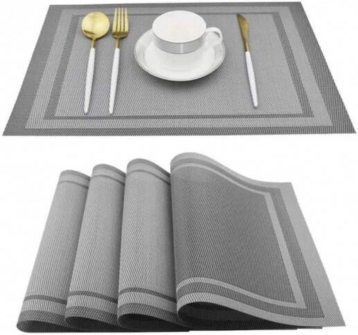 ecarla Tischsets Metallisch Silber 45x30cm