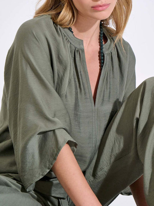 Bill Cost Women's Blouse with 3/4 Sleeve & V Ne...