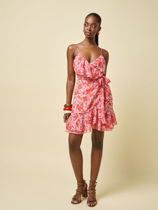 Summer Mini Slip Dress Wrap with Ruffles Floral