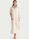 Sommer Maxi Hemdkleid Beiges