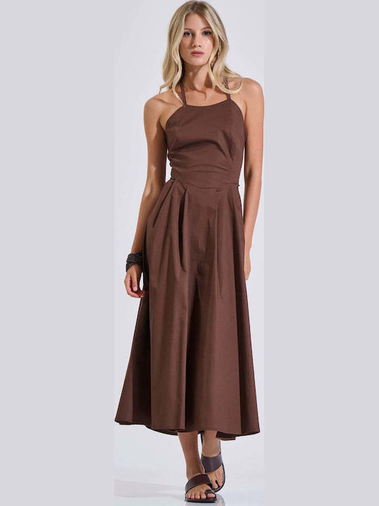Bill Cost Summer Midi Dress Brown