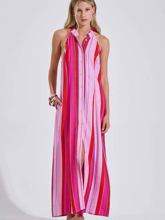 Bill Cost Summer Maxi Shirt Dress Fuchsia