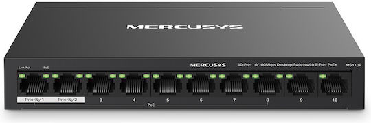 Mercusys MS110P v1 L2 PoE+ Switch με 10 Θύρες Gigabit (1Gbps) Ethernet