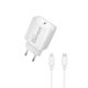 Element Φορτιστής GaN με Θύρα USB-C και Καλώδιο USB-C - Lightning 20W Power Delivery Λευκός (CH-150PD)