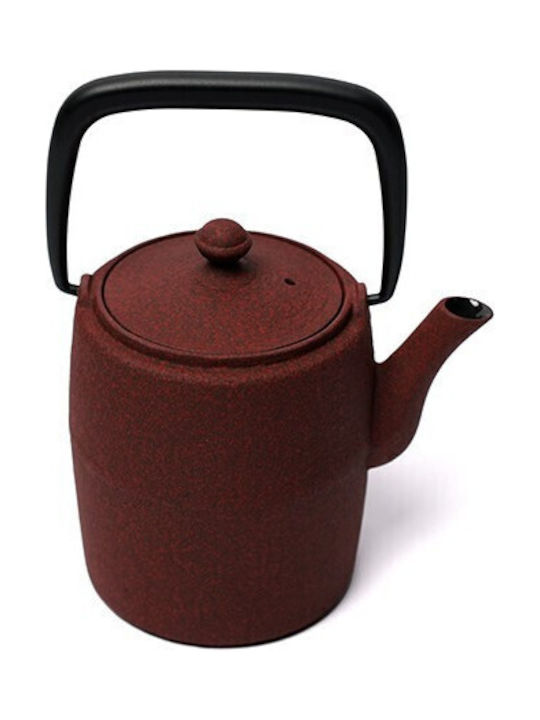 O Dromos tou Tsagiou Wabi Teapot with Mug and Filter Cast Iron Red 600ml