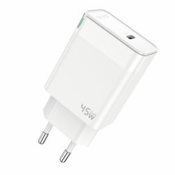 Jellico Charger Without Cable GaN with USB-C Port 45W Power Delivery White (C105)