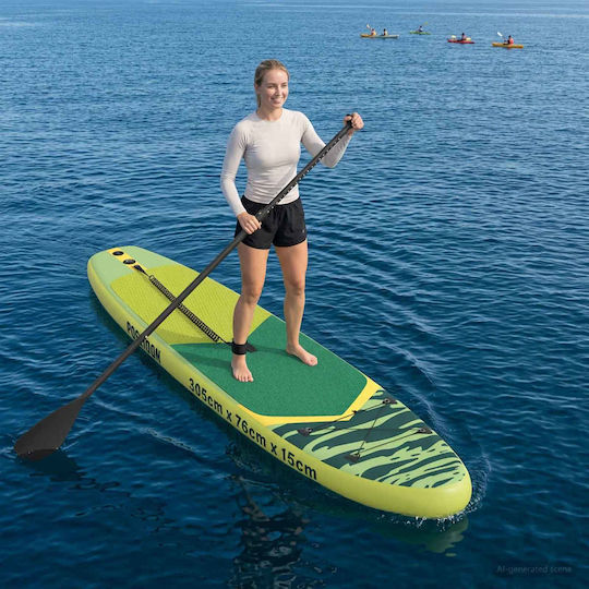 vidaXL Φουσκωτή Σανίδα SUP με Μήκος 3.05m Πράσινη