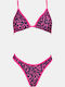 Set Bikini Τριγωνάκι Animal Print Φουξ