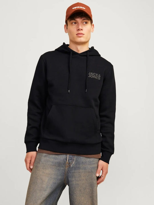 Jack & Jones Logo Φούτερ με Κουκούλα Negru