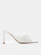 Suede Mules με Ψηλό Τακούνι σε Λευκό Χρώμα