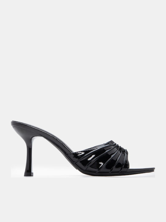 Luigi Suede Mules με Ψηλό Τακούνι σε Μαύρο Χρώμα