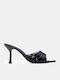 Suede Mules With High Heel In Black Colour