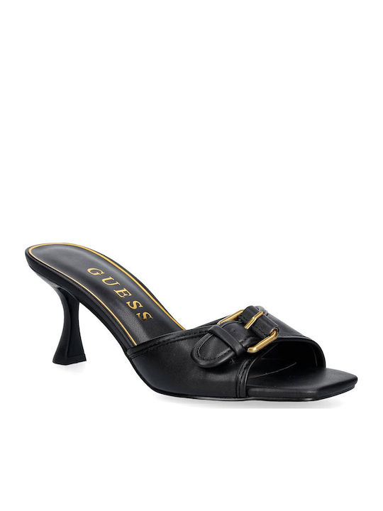 Guess Mules με Τακούνι σε Μαύρο Χρώμα
