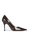 Leder Spitz Zehenstil Pumps Braune E76278/Dunkel