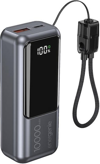 Energenie Компактна Външна Батерия 10000mAh 20W с USB-A Изходен Порт и USB-C Изходен Порт Power Delivery / Бързо Зареждане Сива