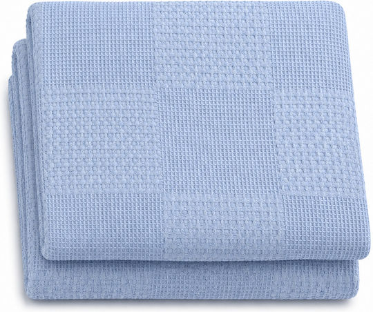 Comfort Piqué Decke Übergröße 250x165cm Hellblau