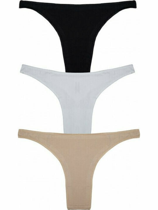 Helios Βαμβακερά Γυναικεία Slip 3Pack Black/Whi...