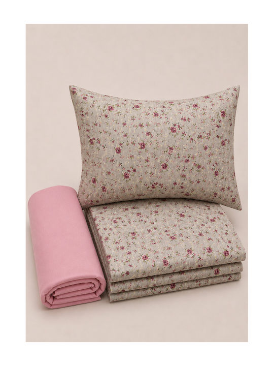 Comfort Σετ Σεντόνια Μονά 165x270εκ. Ροζ (3τμχ)