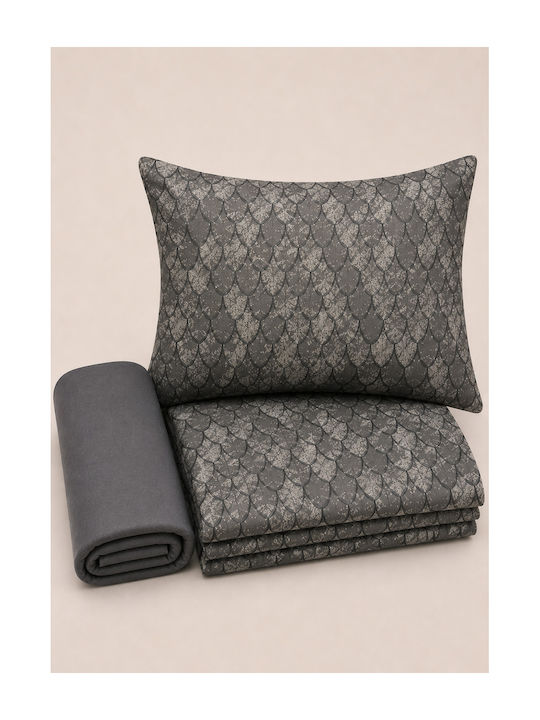 Comfort Σετ Σεντόνια Μονά 165x270εκ. Γκρι (3τμχ)