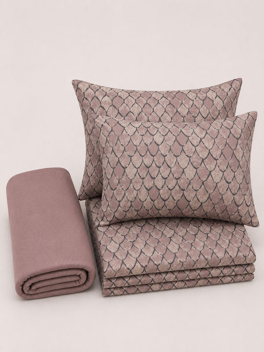 Comfort Σετ Σεντόνια Μονά 165x270εκ. Ροζ (3τμχ)