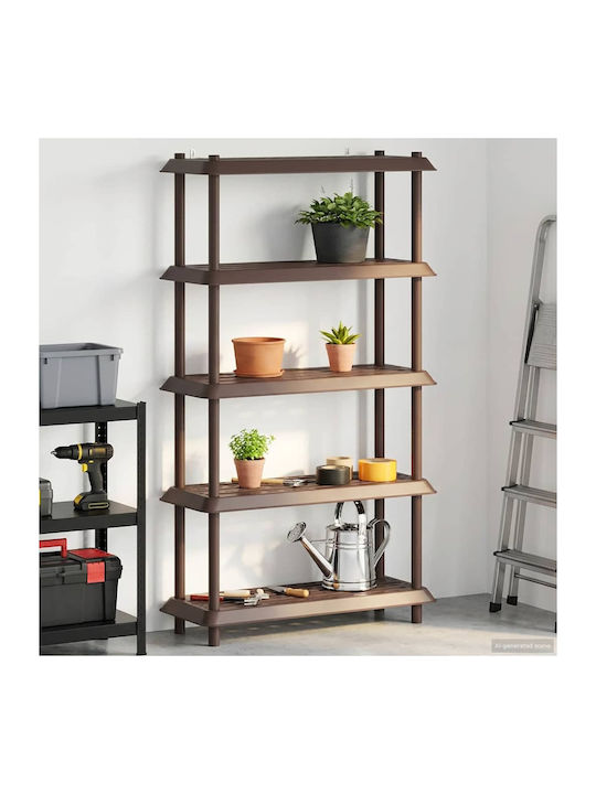 Plastic Shelving Unit With 5 Brown Shelves 100x...