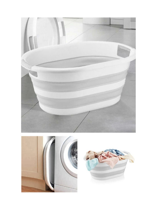 SteweHome Collapsible Plastic Laundry Basket 38lt White