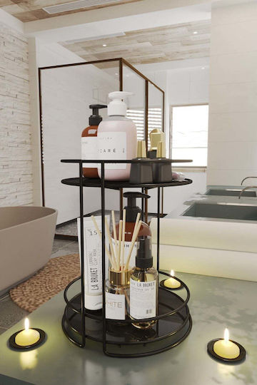 Stewehome Doppelter Metallischer Badezimmer Organizer Make-up Zubehör Schmuck Gewürze Gelb