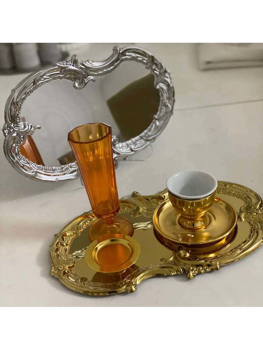 SteweHome Decorative Metallic Oval Tray 2 Pieces