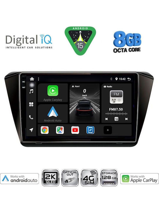Digital IQ Car Audio System for Skoda Superb 2015-2023 with Clima (Bluetooth/USB/WiFi/GPS/Apple CarPlay/Android Auto) with 10" Touch Screen