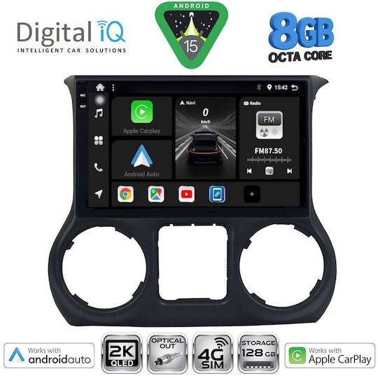 Digital IQ Ηχοσύστημα Αυτοκινήτου για Jeep Wrangler 2014-2017 (Bluetooth/USB/WiFi/GPS/Apple-Carplay/Android-Auto) με Οθόνη Αφής 10"