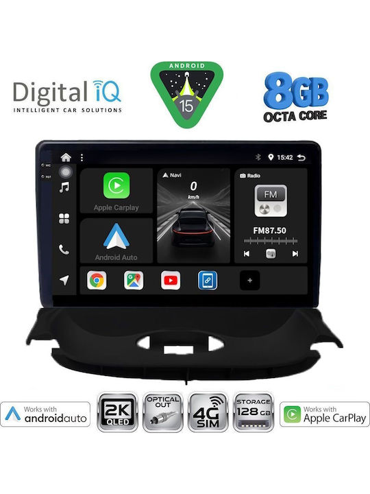Digital IQ Car Audio System for Peugeot 206 1998-2006 Bluetooth USB WiFi GPS Apple CarPlay Android Auto with 9" Touch Screen