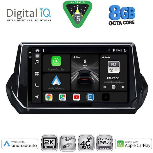 Digital IQ Ηχοσύστημα Αυτοκινήτου για Peugeot 208 2008 (Bluetooth/USB/WiFi/GPS/Apple-Carplay/Android-Auto) με Οθόνη Αφής 9"