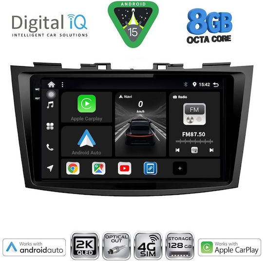 Digital IQ Ηχοσύστημα Αυτοκινήτου για Suzuki Swift 2011-2016 (Bluetooth/USB/WiFi/GPS/Apple-Carplay/Android-Auto) με Οθόνη Αφής 9"