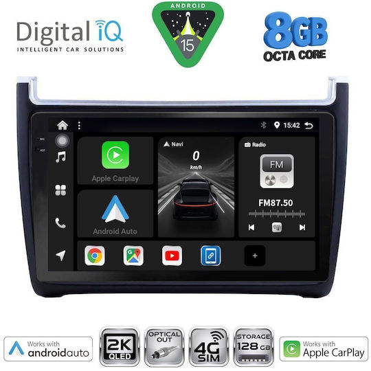 Digital IQ Car Audio System for Volkswagen Polo 2014-2017 with Clima (Bluetooth/USB/WiFi/GPS/Apple CarPlay/Android Auto) with 9" Touch Screen