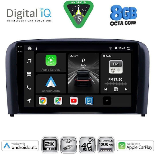 Digital IQ Car Audio System for Volvo S80 1998-2006 Bluetooth USB WiFi GPS Apple CarPlay Android Auto with 9" Touch Screen