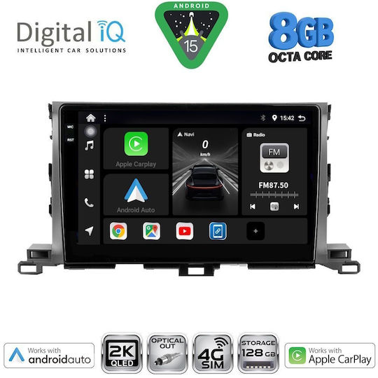 Digital IQ Ηχοσύστημα Αυτοκινήτου για Toyota Highlander 2014-2019 (Bluetooth/USB/WiFi/GPS/Apple-Carplay/Android-Auto) με Οθόνη Αφής 10"