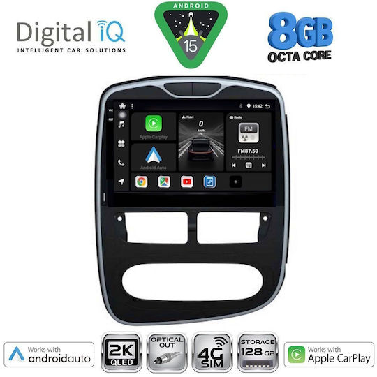 Digital IQ Ηχοσύστημα Αυτοκινήτου για Renault Clio 2012-2015 (Bluetooth/USB/WiFi/GPS/Apple-Carplay/Android-Auto) με Οθόνη Αφής 10"