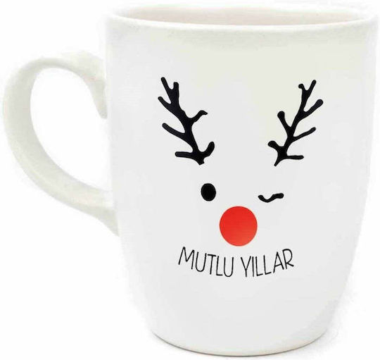 SteweHome Christmas Ceramic Beige Mug 9x8x8cm 325ml