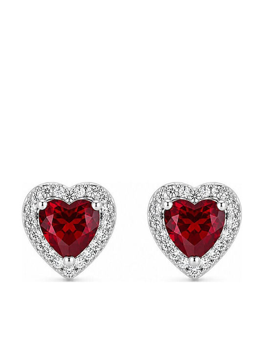 Jooliete Silver Stud Earrings with Red Stones