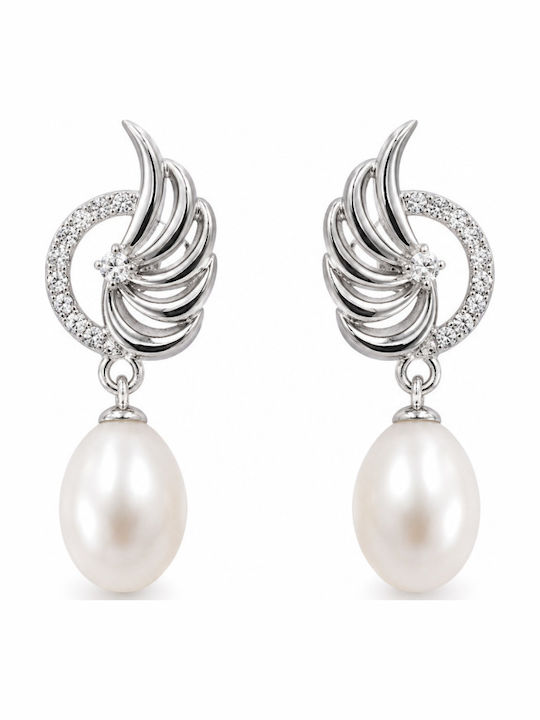 Jooliete Silver Dangle Earrings with Stones & Pearls