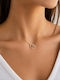 Ioannis Kosmima Double Necklace with Heart Design in Gold Plated Silver with Zircon