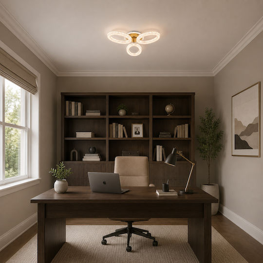 Alista Home Πλαφονιέρα Οροφής Χρυσή με Ενσωματωμένο LED και Τηλεχειριστήριο